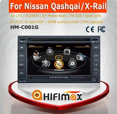 Hifimax for nissan qashqai double din car radio cd radio mp3 2007-2010/for nissan qashqai car multimedia player