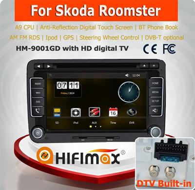 HIFIMAX A9 Chipset 2 din car dvd gps for skoda rapid car radio 2005-2015 /skoda roomster car dvd with radio