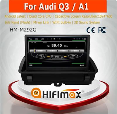 HIFIMAX Android 4.4.4 car dvd gps navigation for Audi Q3/A1 WITH Capacitive screen 1080P 16G ROM WIFI 3G INTERNET