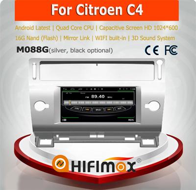 HIFIMAX Android 4.4.4 Citroen C4 car stereo with gps navigation radio cd player car dvd player for Citroen C4