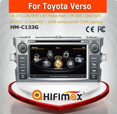 Hifimax toyota verso car dvd gps toyota verso car radio cd player toyota verso navigation with bluetooth