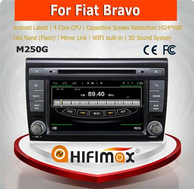 HIFIMAX Android 4.4.4 car dvd gps navigation system for Fiat Bravo WITH Capacitive screen+SD 1024*600 Resolution