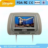 7 Inch Car Pillpw TFT LCD Headrest Monitor With DVD Player