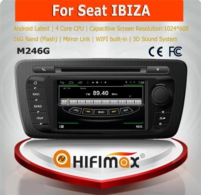 HIFIMAX Android 4.4.4 6.2'' car radio dvd player for seat ibiza 2009-2013 with bulit-in wifi & mirror link function