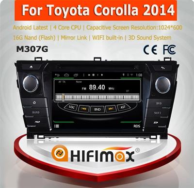 HIFIMAX Android 4.4.4 quad core 16G car radio for Toyota Corolla car stereo car multimedia system 2 din touch screen HD 1024*600