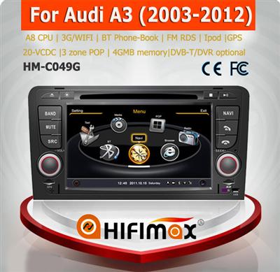 7 inch Car DVD GPS Navigation for Audi A3 - 1Ghz A8 CPU 4G Rom 20 V-CDC HD 1080P DSP Support Bose System