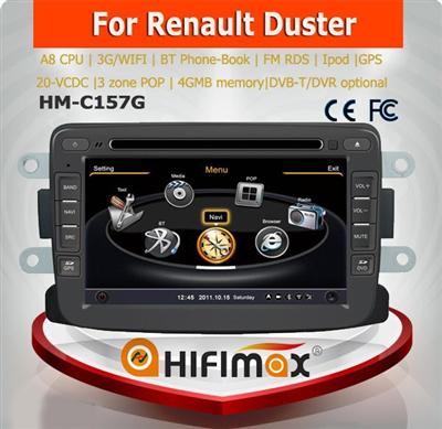 Hifimax car radio dvd gps navigation system FOR Renault duster WITH A8 CHIPSET DUAL CORE 1080P V-20 DISC WIFI 3G INTERNET DVR