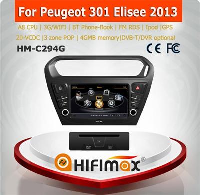 Hifimax double din car dvd for peugeot 301 car dvd gps/peugeot 301 car gps navigation