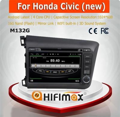 HIFIMAX Android 4.4.4 car dvd gps for Honda CIVIC Left Hand Drive 2012 WITH Capacitive screen 1080P 8G ROM WIFI 3G INTERNET DVR