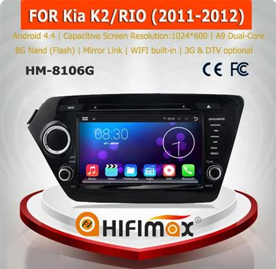 HIFIMAX Android 4.4.4 Car navigation gps for Kia Rio k2 Android Navigation 3G WIFI Bluetooth OBD2 16GB Quad-core