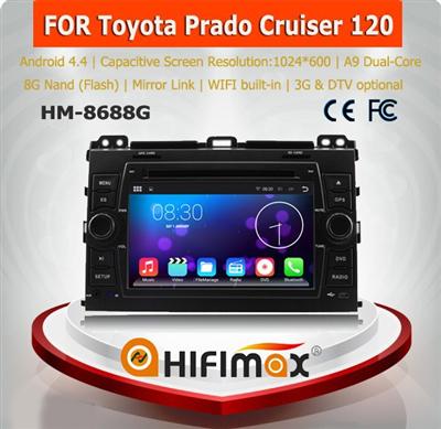 HIFIMAX Android 4.4.4 car dvd player for TOYOTA PRADO Cruiser 120 ( 2003-2009 ) support JBL system HD capacitive screen 1024*600