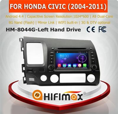 HIFIMAX 7'' Android 4.4.4 high definitioncar dvd player for Honda CIVIC Left Hand Driveusb aux interface Quad-core