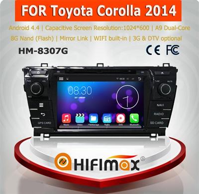 HIFIMAX New 8'' Quad-core Android 4.4.4 car radio dvd gps navigation for Toyota Corolla 2014