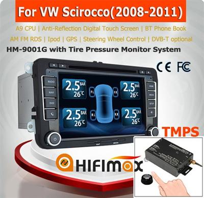 HIFIMAX A9 vw scirocco car multimedia system with tire pressure monitor system TPMS