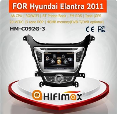 Hifimax Hyundai Elantra 2011 S100 gps car navigation WITH A8 CHIPSET DUAL CORE 1080P V-20 DISC WIFI 3G INTERNET DVR SUPPORT