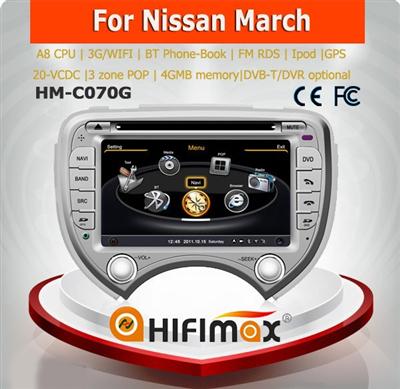 Hifimax car dvd player FOR Nissan March gps navigation system