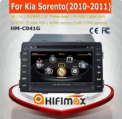 Hifimax car dvd player for KIA SORENTO (2009-2012) radio WITH A8 CHIPSET DUAL CORE 1080P V-20 DISC WIFI 3G DVR