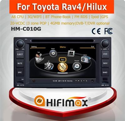 Hifimax s100 gps car navigation system FOR Toyota Rav4(2001-2008) WITH A8 CHIPSET DUAL CORE 1080P V-20 DISC WIFI 3G INTERNET DVR