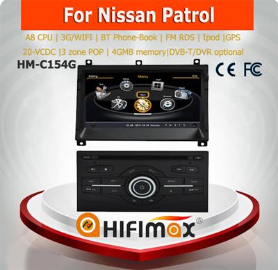 Hifimax car navigation FOR Nissan Patrol 2012 WITH A8 CHIPSET DUAL CORE 1080P V-20 DISC WIFI 3G INTERNET DVR