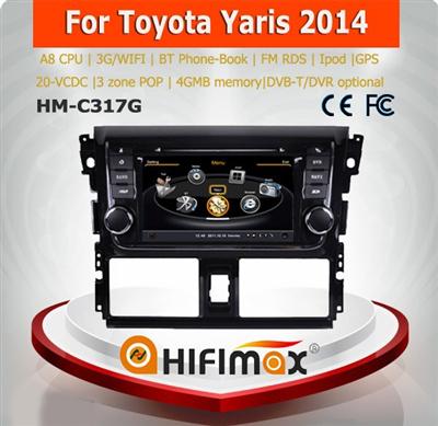 Hifimax car radio dvd gps navigation system FOR Toyota Yaris 2014 WITH A8 CHIPSET DUAL CORE 1080P V-20 DISC WIFI 3G INTERNET DVR