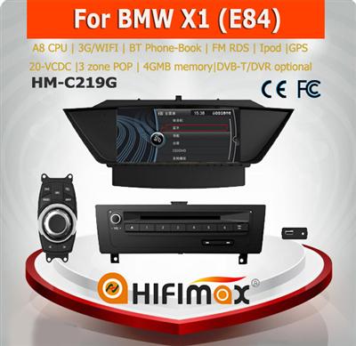 Hifimax CAR DVD FOR BMW X1 WITH A8 CHIPSET DUAL CORE 1080P V-20 DISC WIFI 3G INTERNET DVR SUPPORT