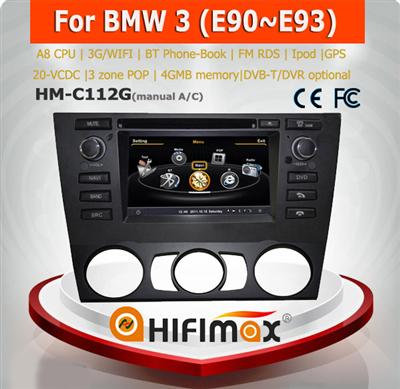 Hifimax One din car radio with gps for bmw e90 e91 e92 navigation (Manual Air Conditioner)