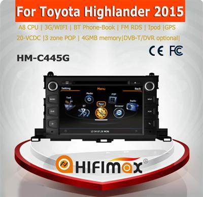 Hifimax Latest car gps navigation system for Toyota Highlander 2015