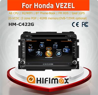 Hifimax car navigation FOR Honda VEZEL WITH A8 CHIPSET DUAL CORE 1080P V-20 DISC WIFI 3G INTERNET DVR