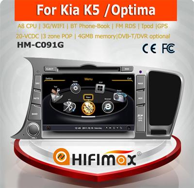 Hifimax car dvd gps for Kia K5 / KIA OPTIMA (2011-2012) WITH A8 CHIPSET DUAL CORE 1080P V-20 DISC WIFI 3G INTERNET DVR SUPPORT