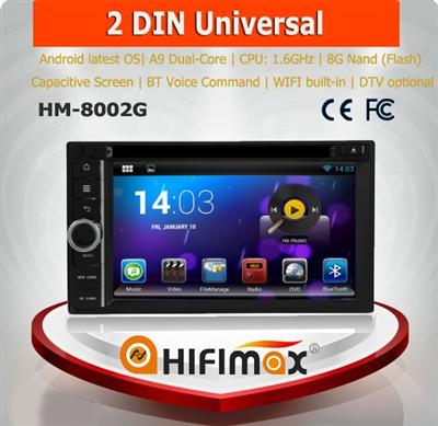 HIFIMAX Android 4.4.4 universal car multimedia android universal car dvd gps with A9 Dual-core CPU bluetooth voice command