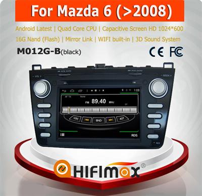 Hifimax Android 4.4.4 car dvd player for Mazda 6 with 4 Core CPU 16G Hard disk HD1024*600 capacitive screen android 4.4.4