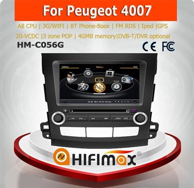 Hifimax car dvd gps navigation system FOR Peugeot 4007 WITH A8 CHIPSET DUAL CORE 1080P V-20 DISC WIFI 3G INTERNET DVR