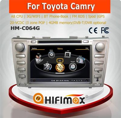 Hifimax 2 din car radio with navigation FOR Toyota Camry WITH A8 CHIPSET DUAL CORE 1080P V-20 DISC WIFI 3G INTERNET DVR