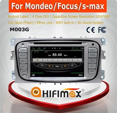 HIFIMAX Android 4.4.4 car dvd player for FORD Mondeo/Focus/S-Max Silver with HD 1024*600 resolution