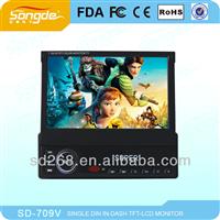 7inch single din in-dash motorized TFT-LCD monitor with TV