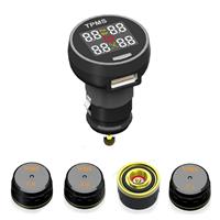 TPMS Tyre Pressure Monitoring System with 4 Eternal Sensors Cigarette Lighter USB charger free shipping