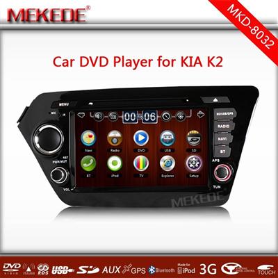 Two Din 8 Inch Car DVD Player For K2/RIO 2012- With 3G Host GPS Navigation Bluetooth IPOD TV Radio wifi Free Maps