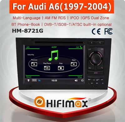 HIFIMAX 7 inch Car DVD GPS For Audi A6 1997-2004 - BT RDS IPOD HD 1080P Cool user's interface