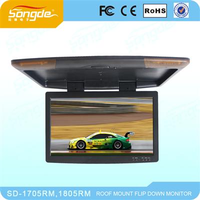 17.5/18.5 inch Car Roof Mount Flip Down Monitor with TV, AV, USB Function