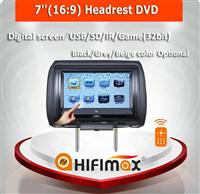 Hifimax 7 inch car headrest dvd player w/USB/SD/IR/Game(32bit)/Digital Touch screen/remote controller Black, Grey,Beige optional