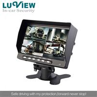 4-CH Quad Monitor 7 inch Car LCD Monitor for Car Security Camera System with Speaker