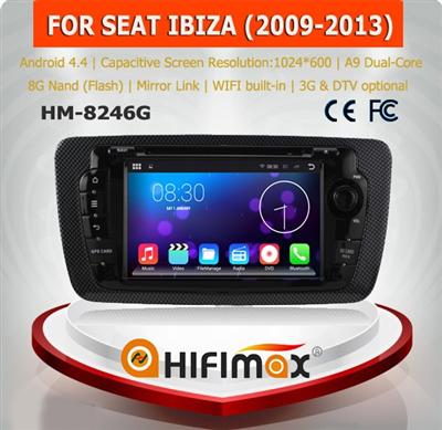 HIFIMAX Android 5.1.1 car dvd player for SEAT IBIZA (2009-2013) WITH Capacitive screen 1080P 16G ROM WIFI 3G Resolution 1024*600