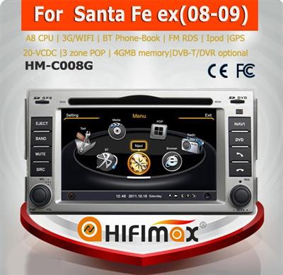 Hifimax Car multimedia dvd gps navi system for Hyundai Santa Fe ex - Dual core 1G CPU 4G flash