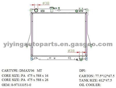 Radiator For ISUZU D-Max 8-97333-351-0