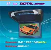 19 inch IR /FM transmitter flip down car monitor wide screen monitor with Dual video input
