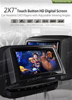 2015 Xtrons New sell-2x7" Touch Button HD Digital Screen Car Headrest DVD Players with Adjustable Viewing Angles-HD718