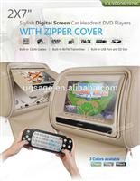 Xtrons HD707Q 2X7" Stylish Digital Screen Car Headrest DVD Player with Zipper Cover