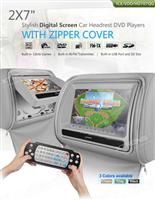 2X7" Stylish Digital Screen Car Headrest DVD Player with Zipper Cover