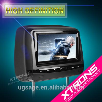 HD728 Black-NEWEST 2x7" Touch Button HD Digital Screen Car Headrest monitor with Adjustable Viewing Angles