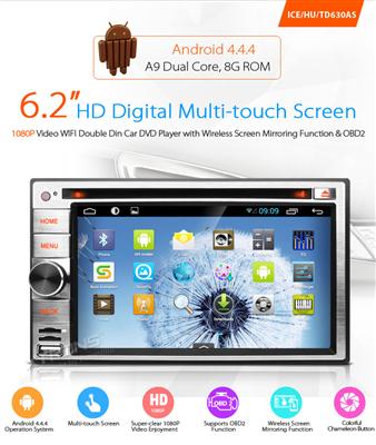 XTRONS 2015 Newest Product TD630AS-6.2'' HD Digital Multi-touch Screen Android 4.4 1080P Video Wifi Double Din Car DVD Player